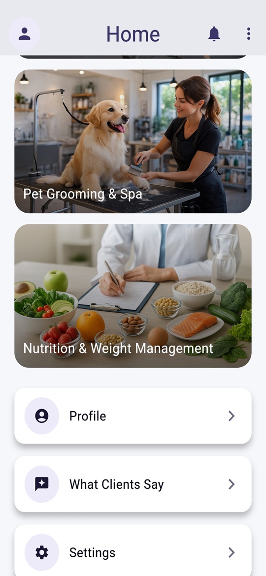 Pet grooming booking