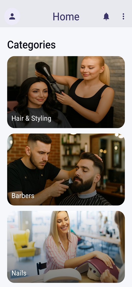 Salon services booking